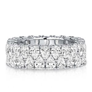 Italo Double Row Pear Cut Eternity Wedding Band For Women