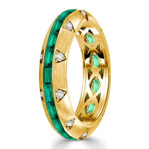 Italo Golden Baguette Emerald Eternity Band Green Emerald Ring