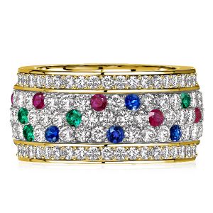 Italo Ruby Emerald Band Ring Eternity Anniversary Band Vintage