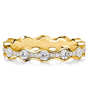 Italo Round Cut Wave Eternity Band Wedding Rings For Women