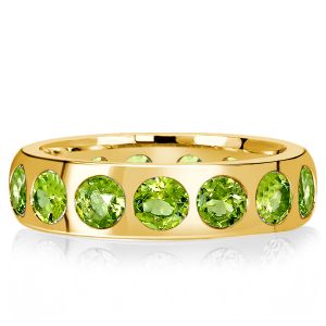 Italo Flush Setting Peridot Wedding Band Anniversary Rings