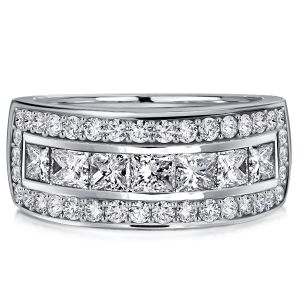 Italo Princess Cut Half Eternity Wedding Band Anniversary Rings