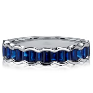 Italo Channel Set Blue Sapphrie Half Eternity Wedding Band