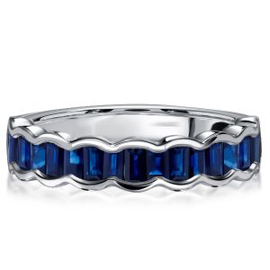 Italo Channel Set Blue Sapphire Half Eternity Wedding Band