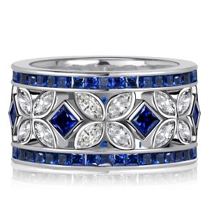 Italo Marquise & Princess Cut Blue Sapphire Eternity Band