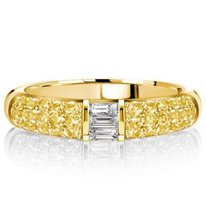 Italo Micro Pave Baguette Yellow Topaz Half Eternity Wedding Band