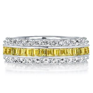 Italo Triple Row Channel Yellow Topaz Eternity Wedding Band