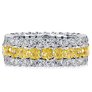 Italo Eternity Cushion Cut Yellow Topaz Wedding Band For Women