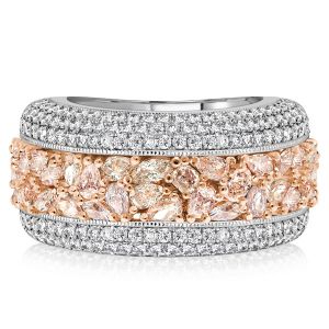 Italo Pear Shaped Multi Cut Morganite Half Eternity Wedding Band