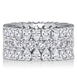 Italo Round Cut Pear Shaped Multi Row Band Anniversary Rings