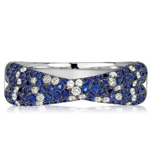 Italo Micro Pave Blue Sapphire Crossover Micro Pave Ring