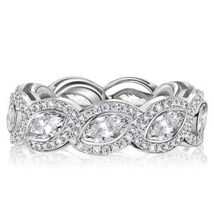 Italo Halo Marquise Cut Eternity Wedding Band For Women