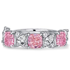 Italo Cushion & Marquise Cut Pink Stone Half Eternity Band