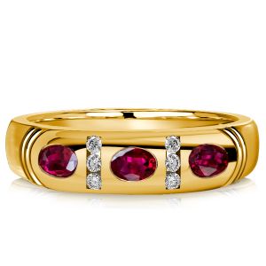 Italo Golden Flush Setting Oval Cut Ruby Band Ring