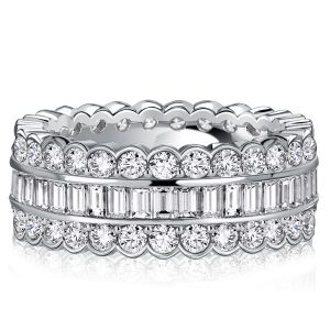 Italo Channel-set Round Cut Baguette Eternity Multi Row Band