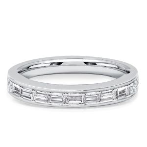 Italo Channel Setting Baguette Cut Half Eternity Wedding Band