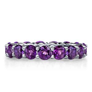 Italo U-prong Amethyst Eternity Wedding Band For Women