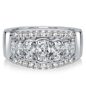 Italo Halo Cushion Cut Half Eternity Wedding Band Anniversarys