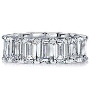 Italo U-prong Emerald Cut Eternity Wedding Band For Women