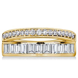 Italo Multi Row Round & Emerald Cut Half Eternity Wedding Band