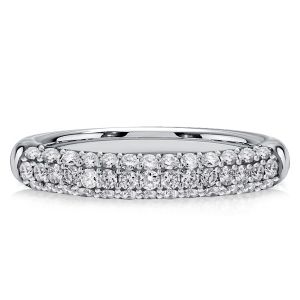 Italo Micro Pave Triple Row Half Eternity Wedding Band