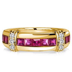 Italo Invisible Set Asscher Cut Ruby Wedding Band