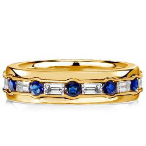 Italo Channel Emerald Eternity Band Blue Sapphire Band Ring