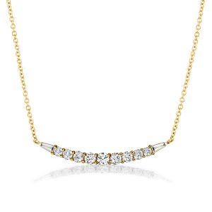 Round & Baguette Cut Pendant Necklace In 18K Gold Plated Silver