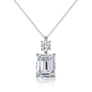 Italo Emerald Cut Pendant Necklace In Sterling Silver