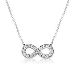 Italo White Sapphire Infinity Necklace In Sterling Silver