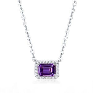 Italo Halo Emerald Cut Amethyst Pendant Necklace