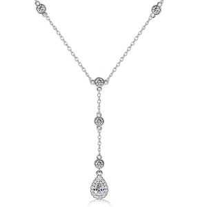 Italo Halo Pear Shaped Pendant Necklace Drop Necklace For Women