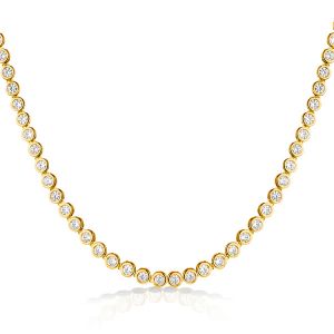 Italo 2.5 mm Round Cut Bezel Set Tennis Necklace