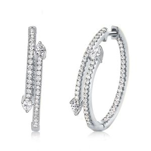 Pear Cut Sterling Silver Hoop Earrings For Women