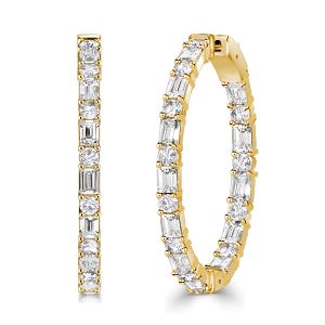 Italo Golden Baguette Cut Hoop Earrings For Women