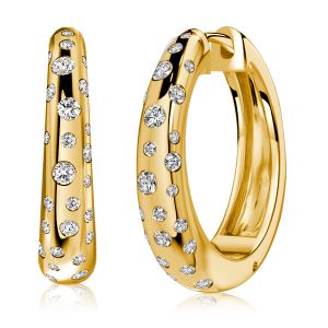 Italo Golden Flush Setting Silver Hoop Earrings