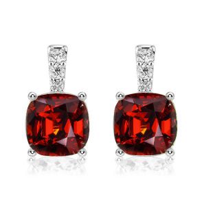 Italo Garnet Cushion Cut Drop Earrings For Women