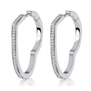 Italo Heart White Sapphrie Sterling Silver Hoop Earrings