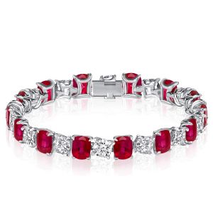 Italo Ruby & White Cushion Cut Tennis Bracelet For Women