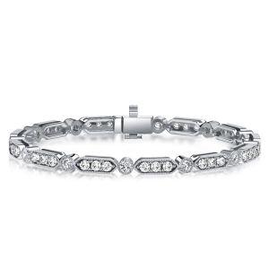 Italo Milgrain Bezel White Sapphire Tennis Bracelet For Women