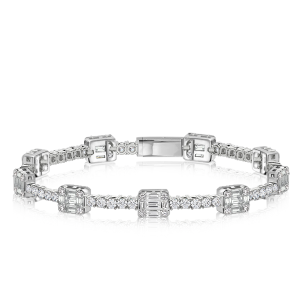 Italo Round & Baguette Tennis Bracelet For Women