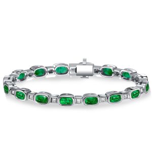 Italo Bezel Setting Cushion Cut Emerald Tennis Bracelet
