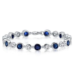 Italo Alternating White & Blue Sapphire Tennis Bracelet