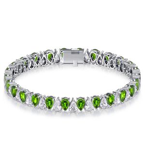 Italo Pear Cut Peridot Tennis Bracelets For Wedding