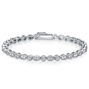 Italo Milgrain Round Cut Tennis Bracelet For Wedding