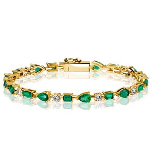 Italo Golden Emerald Green Pear Shaped Bracelets For Wedding