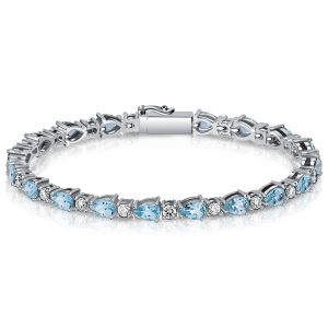 Italo Aquamarine Pear Shaped Bracelets For Wedding