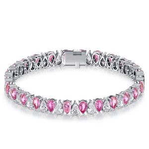 Italo White & Pink Stone Pear Shaped Bracelet For Wedding