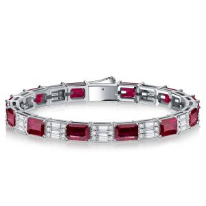 Italo Emerald Cut Ruby Bracelets For Wedding Silver Bracelets