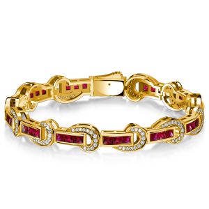 Italo Art Deco Princess Cut Ruby Bracelets For Wedding